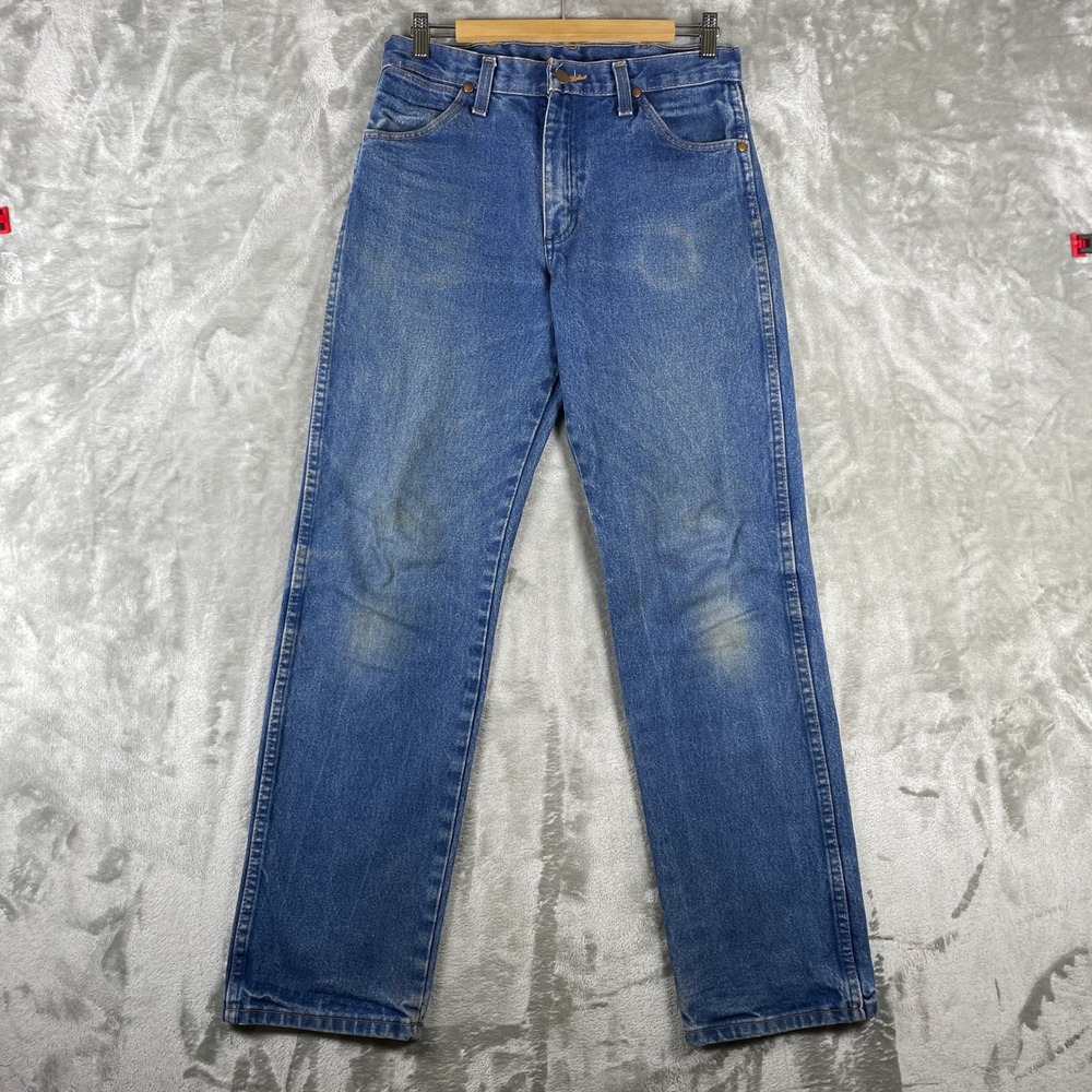 Wrangler Jeans Men 30x32 Blue Cowboy Cut Relaxed Fit 1013MWZPW 13MWZ Distressed
